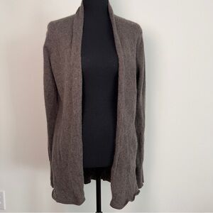 Joan Vass Chocolate Brown Open-Front Cashmere Womens Long Cardigan Size Large